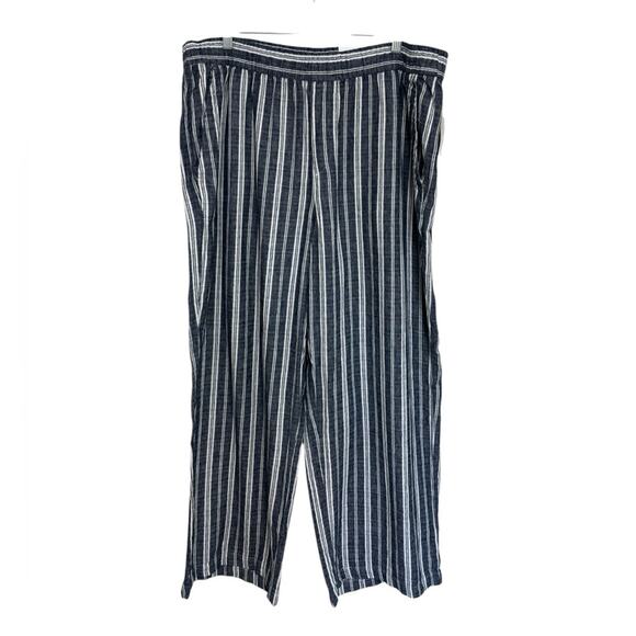 NWT Old Navy High Waisted Striped Wide Leg Linen Cotton Pants - Size XL - Picture 2 of 9
